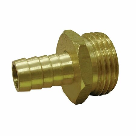 JONES STEPHENS 1/2 in. x 3/4 in. Brass Garden Hose Fitting, Hose Barb To Male Hose, Lead Free G20141